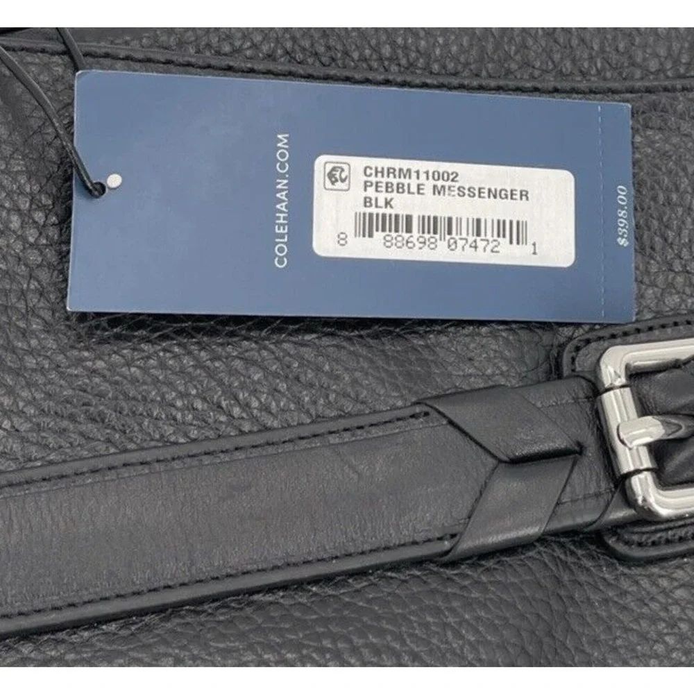 Cole Haan‎ Messenger Bag Black Pebble Leather CHRM11002 Storage Cover